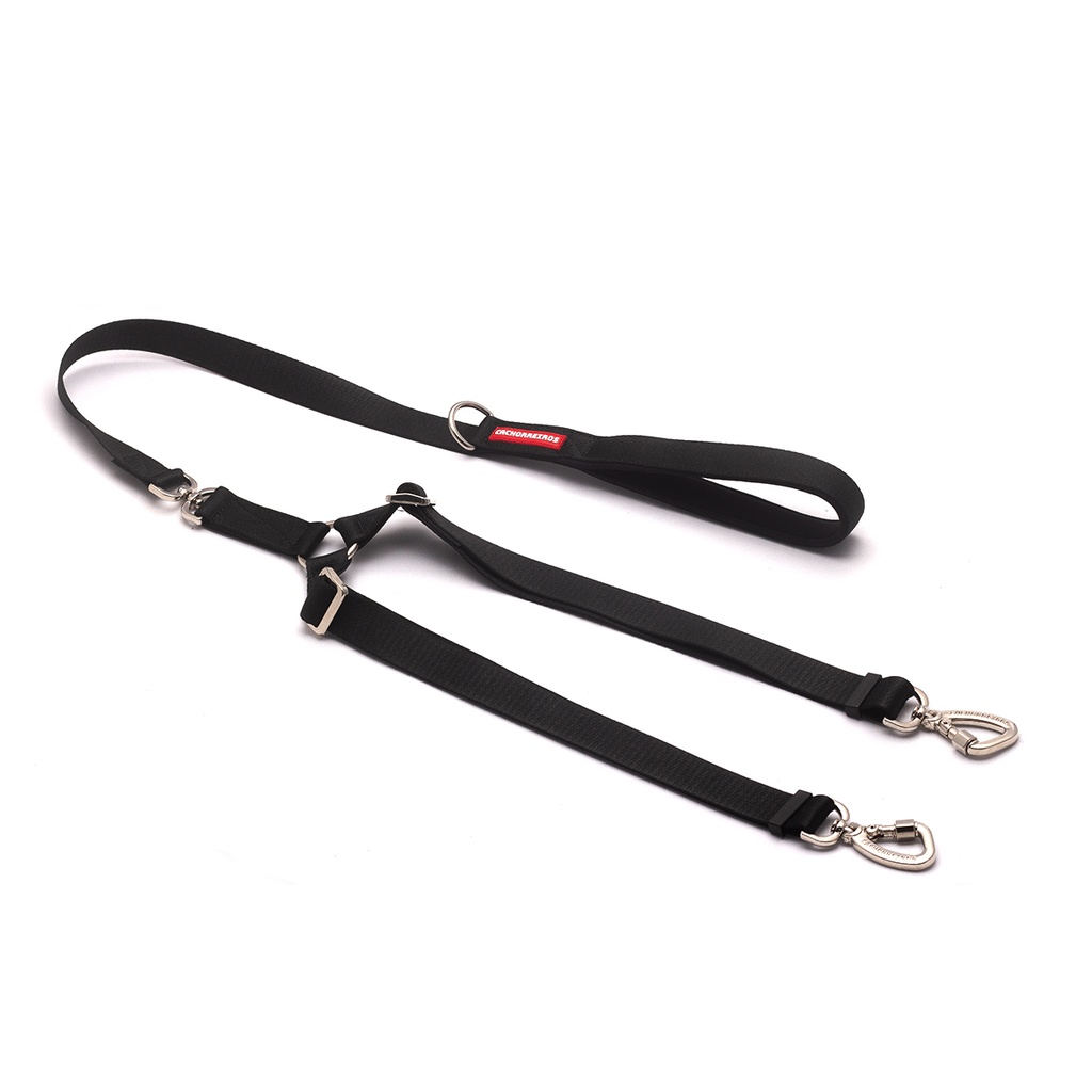 CACHORREIROS GUIA DUPLA CORREA DOBLE BLACK