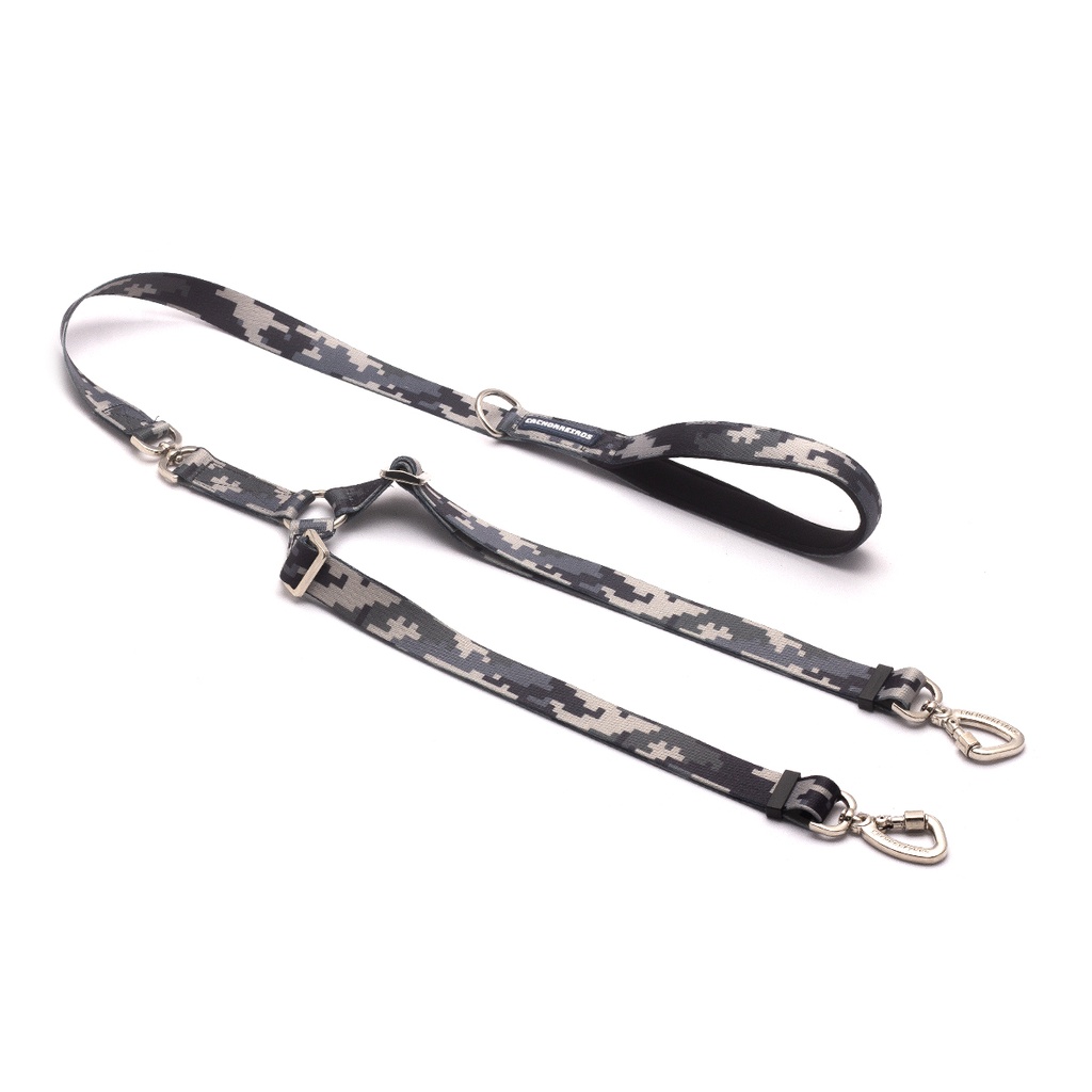 CACHORREIROS GUIA DUPLA CORREA DOBLE CAMUFLAJE GRIS