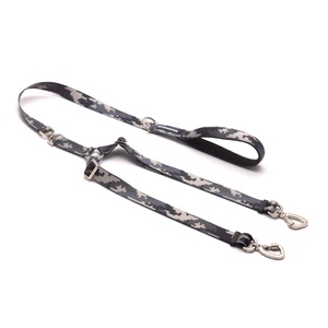 [CA-247] CACHORREIROS GUIA DUPLA CORREA DOBLE CAMUFLAJE GRIS